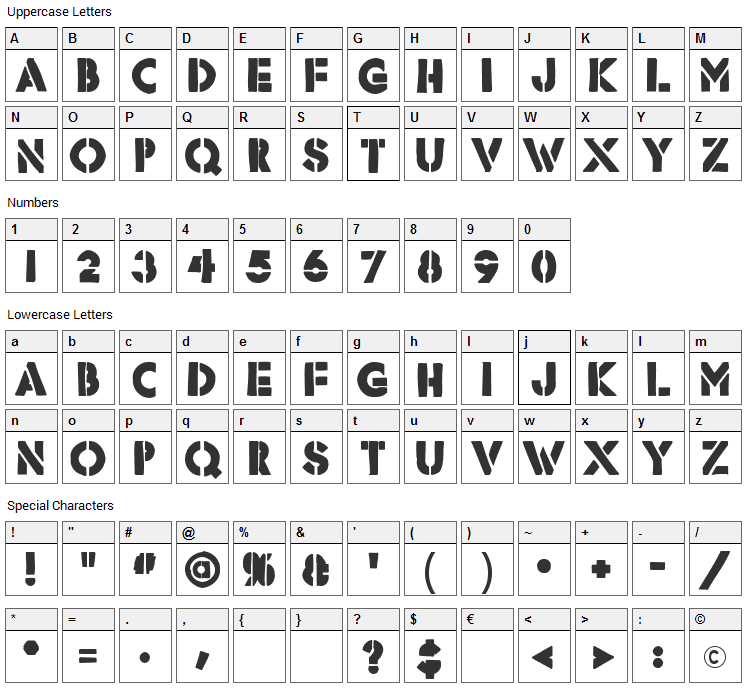 Rafika Font Character Map