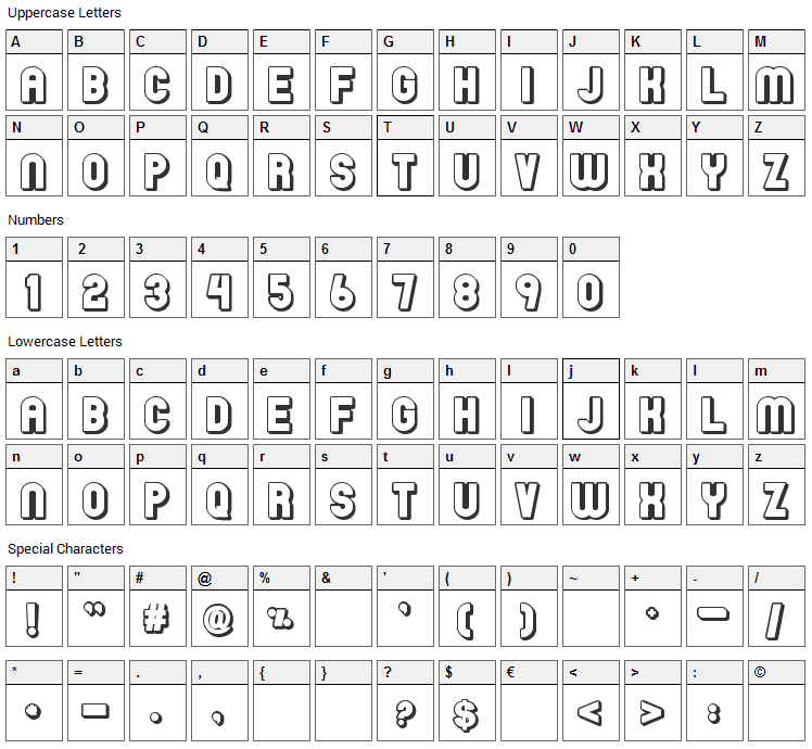 Rainy Days Font Character Map