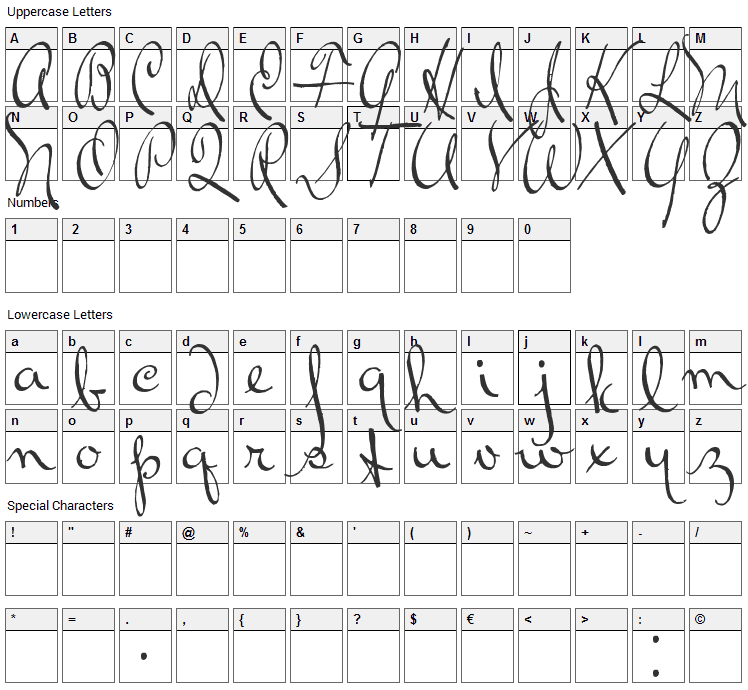 Ralph Walker Font Character Map