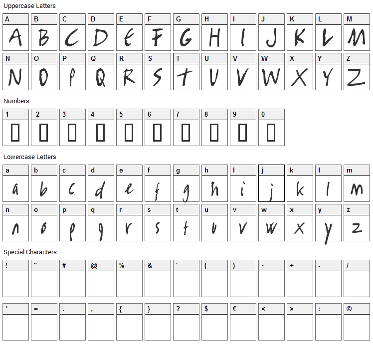 Rambo Killer Font Character Map