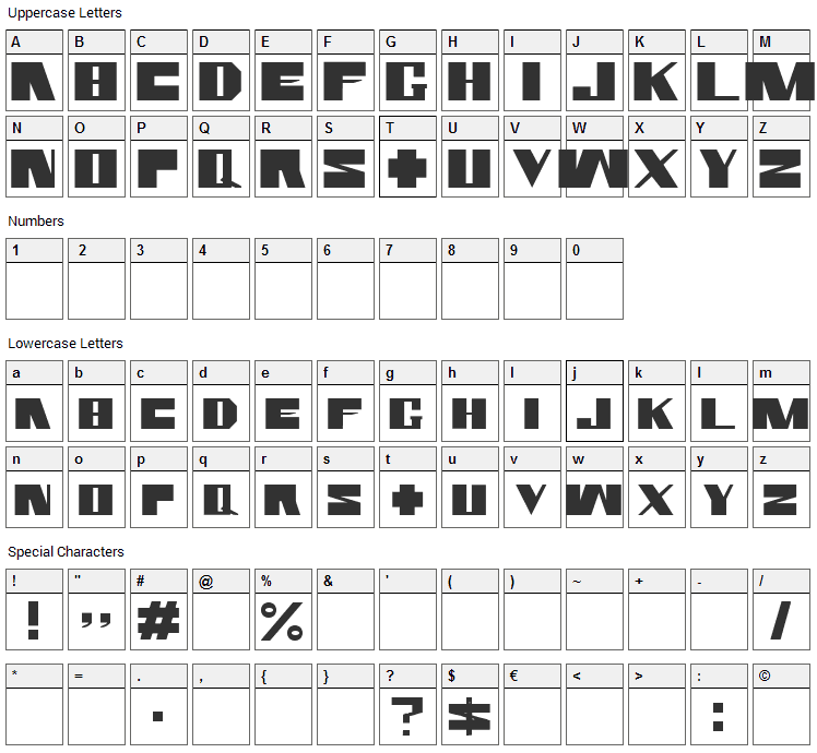 Rammstein Font Character Map