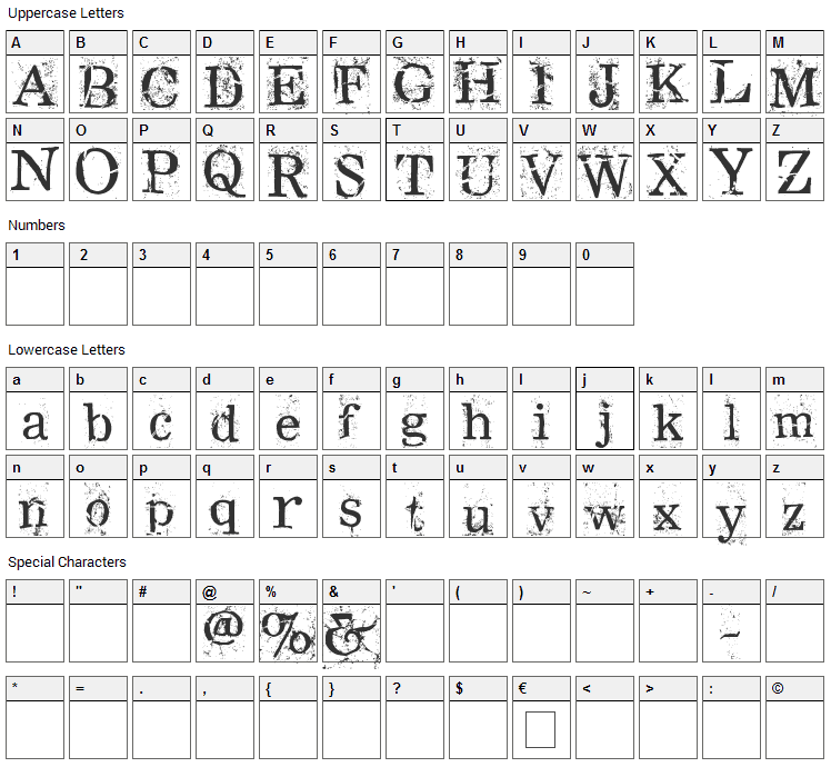 RamRod Font Character Map
