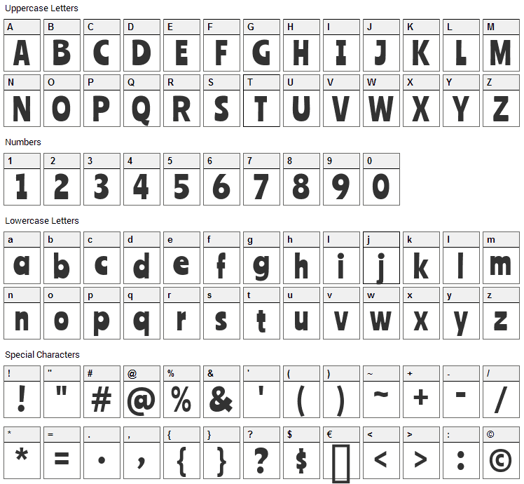 Ranchers Font Character Map