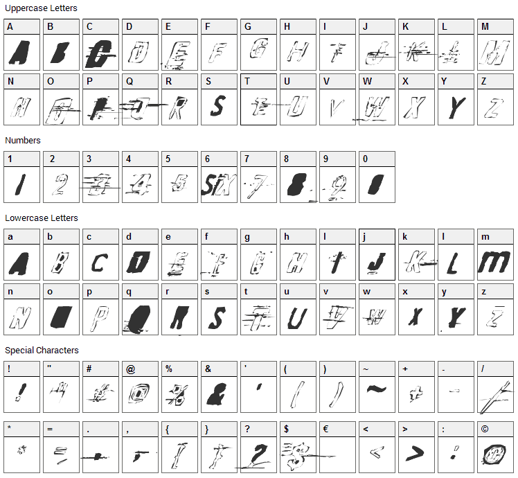 Random Change In Mood Font Character Map