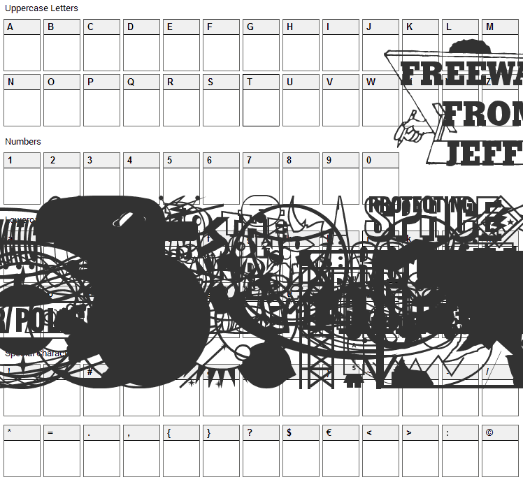 Rangers Ray Rocketeers Font Character Map