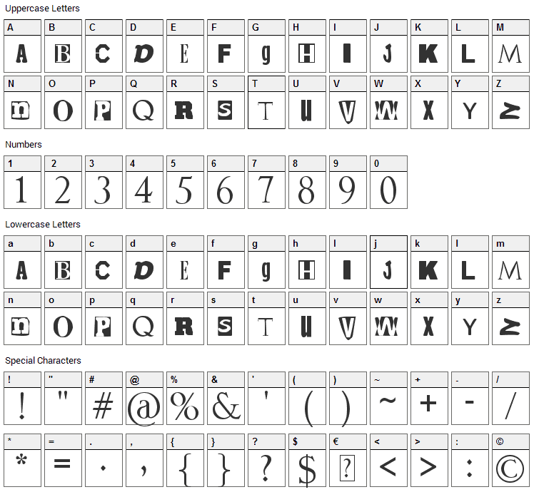 Ransom Font Character Map