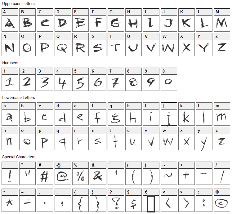 RapJack Font Character Map