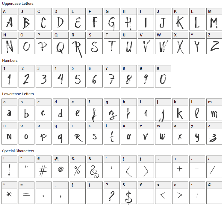 Rascunho  Errado Font Character Map