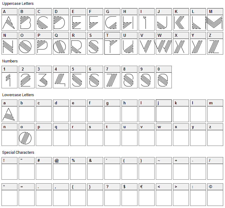 Razor Font Character Map