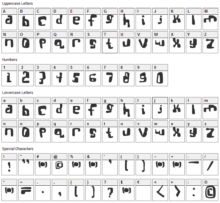 Real Bttsoief Font Character Map