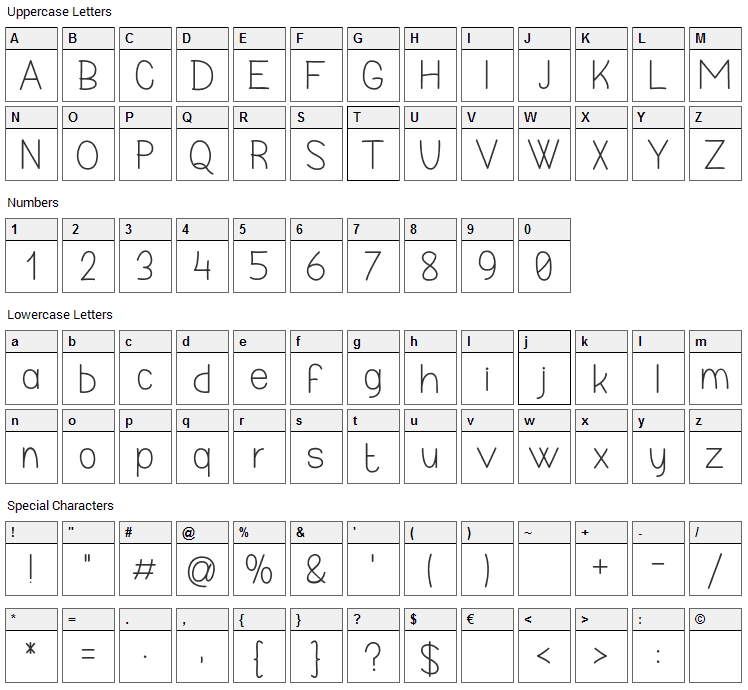 Realize My Passion Font Character Map