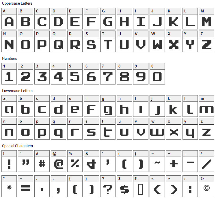 Realpolitik Font Character Map