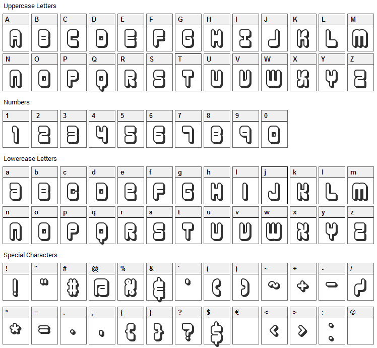 Reason Font Character Map