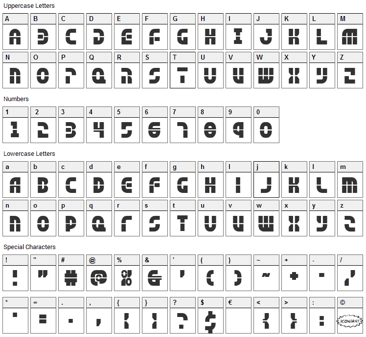Rebel Command Font Character Map
