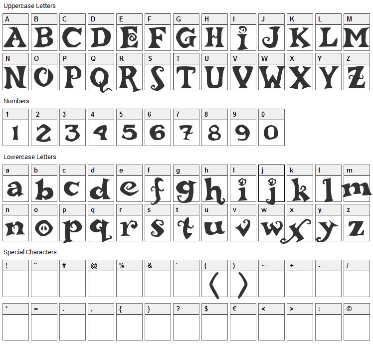 Rebucked Font Character Map