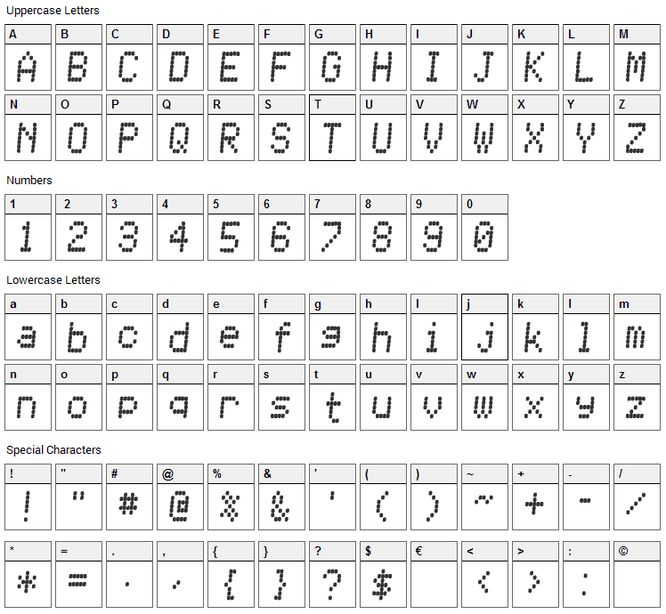 Receiptional Receipt Font Character Map