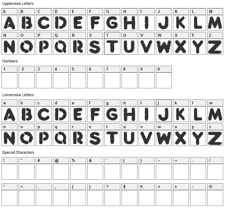 Reclaim Font Character Map