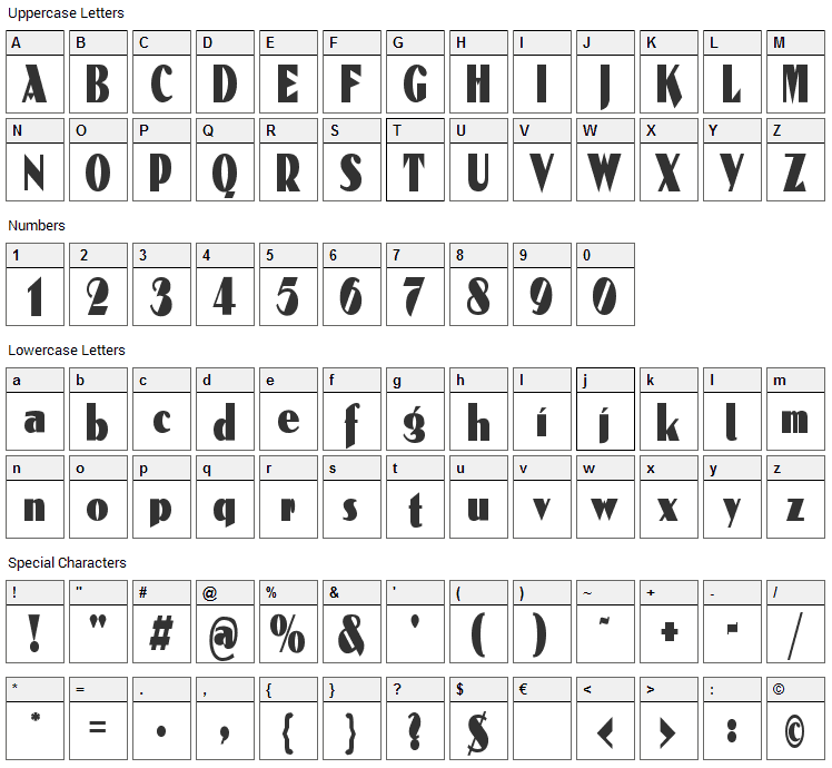 Reclamare Font Character Map