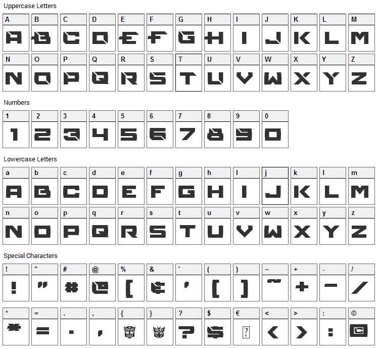 Reconstruct Font Character Map