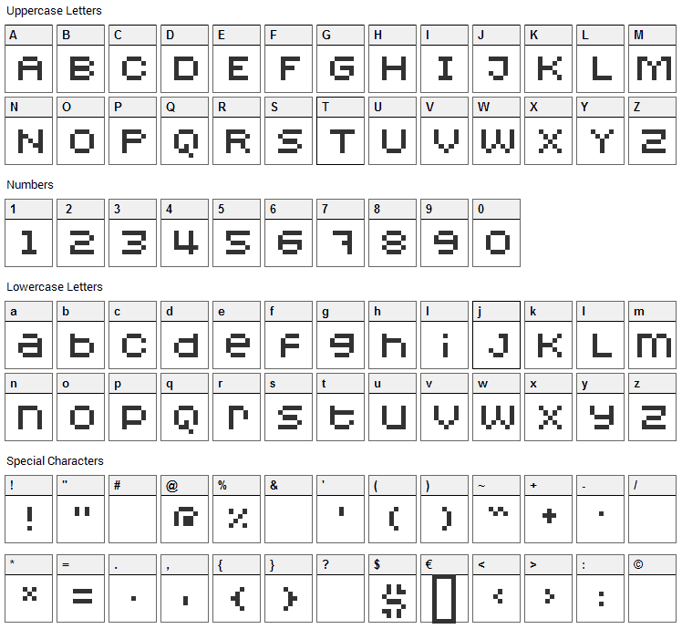 Redensek Font Character Map