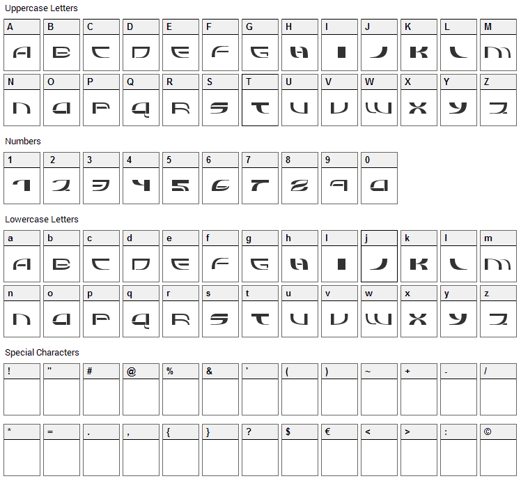 Refluxed Font Character Map