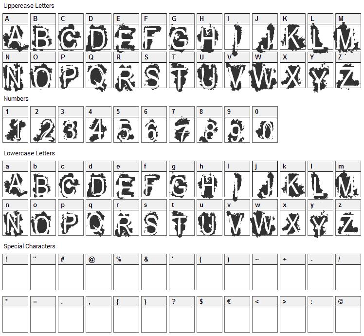 Refused Font Character Map