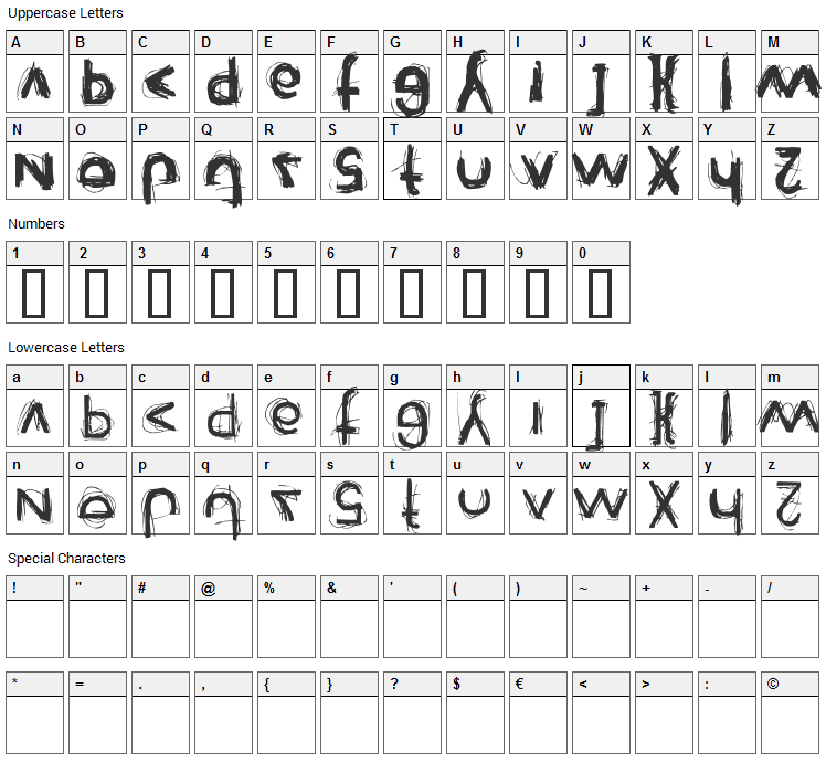 Reienhardt Font Character Map