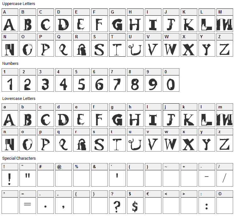 Remix Font Character Map