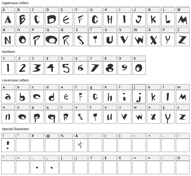 Ren & Stimpy Font Character Map