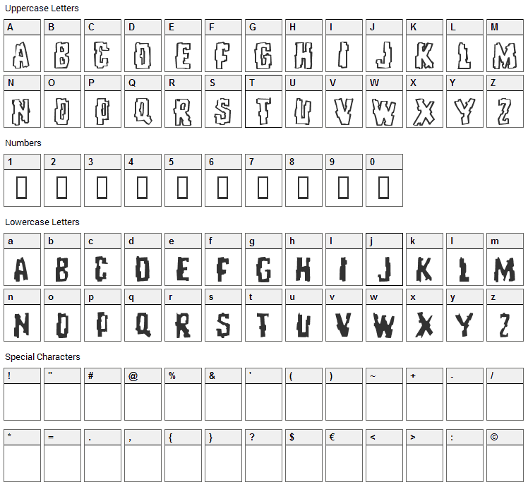 Repeat Until False Font Character Map