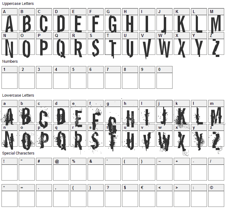 Report Error Font Character Map