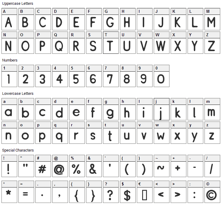 ReSiple Font Character Map