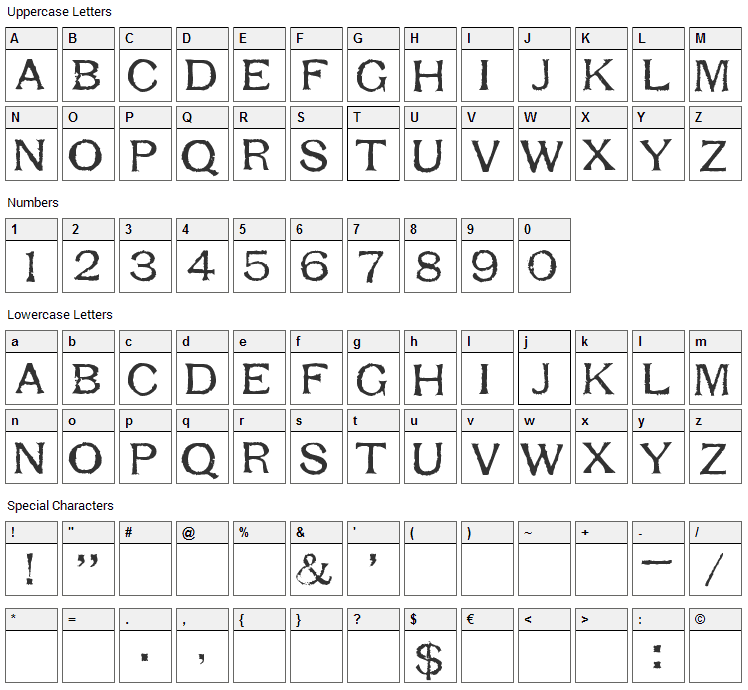 Respess Capitals Font Character Map