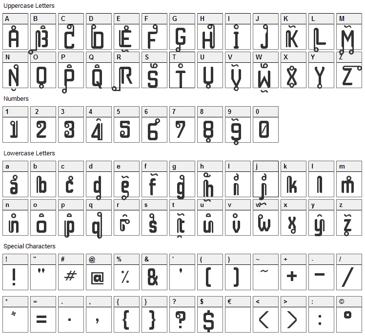 Rest in Phuket Font Character Map