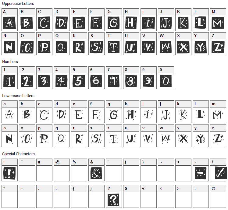 RetroCaps Font Character Map