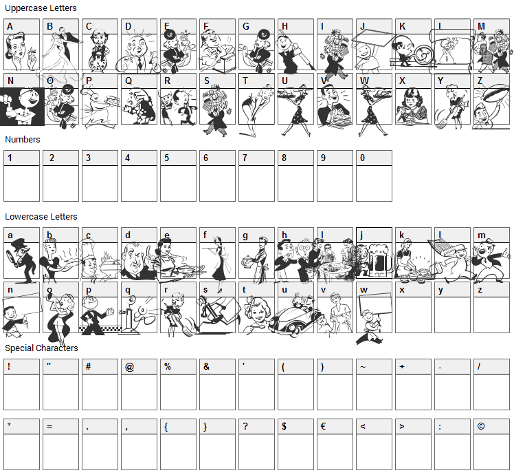 Retrodings Font Character Map