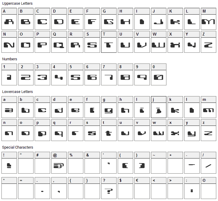 Retroheavy Future Font Character Map