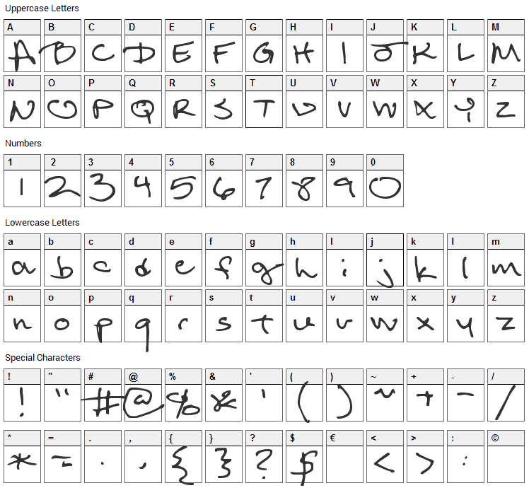 Return of RelayScript Font Character Map