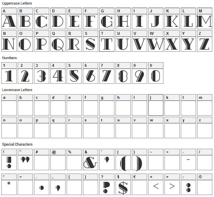 Rialto Font Character Map