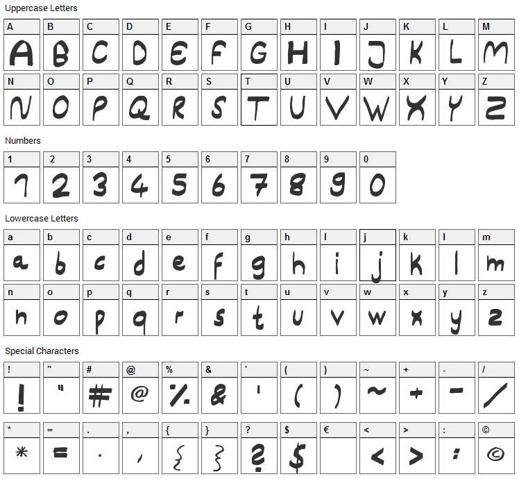 Right Round Font Character Map