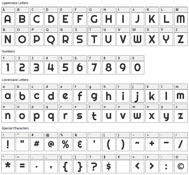 Righteous Font Character Map