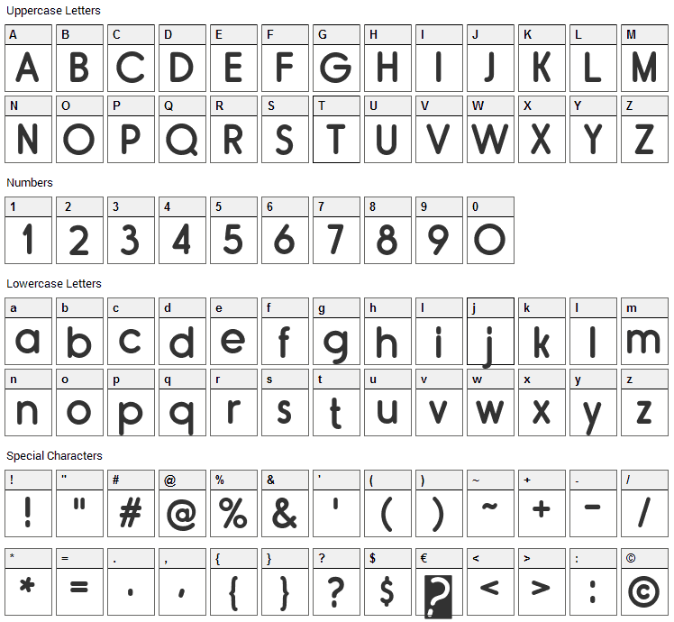 Rimouski Font Character Map