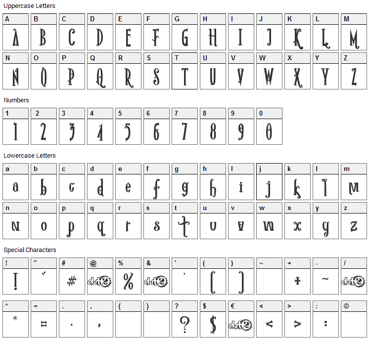 Rio Frescata Font Character Map