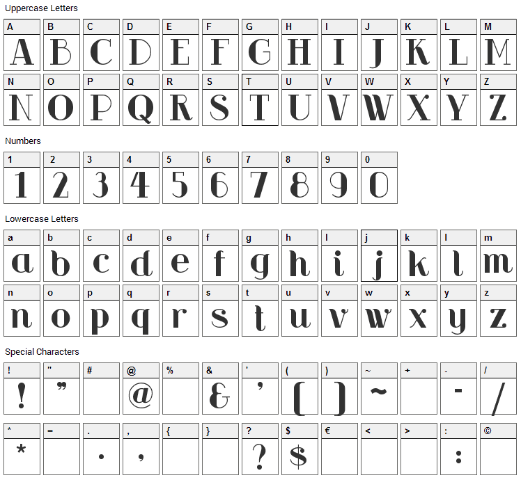 RiotSquad Font Character Map