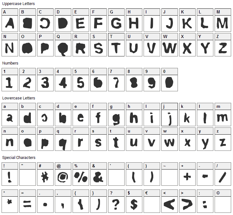 Rip Trash Font Character Map