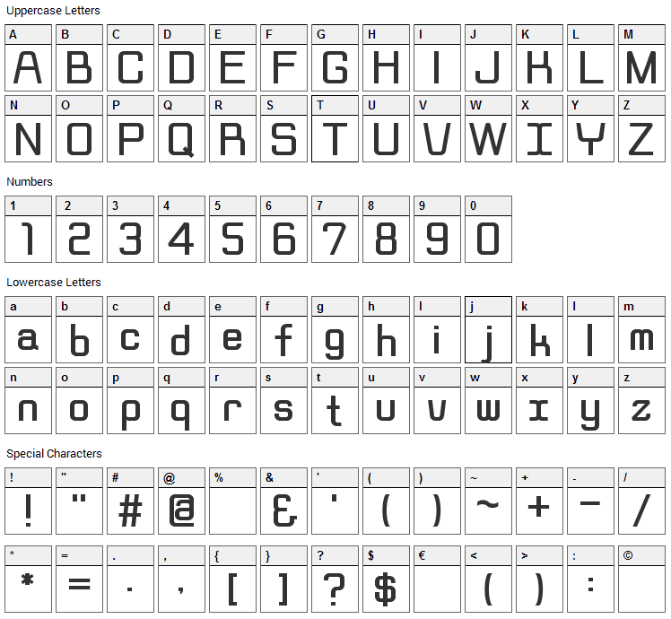 Rippen Font Character Map