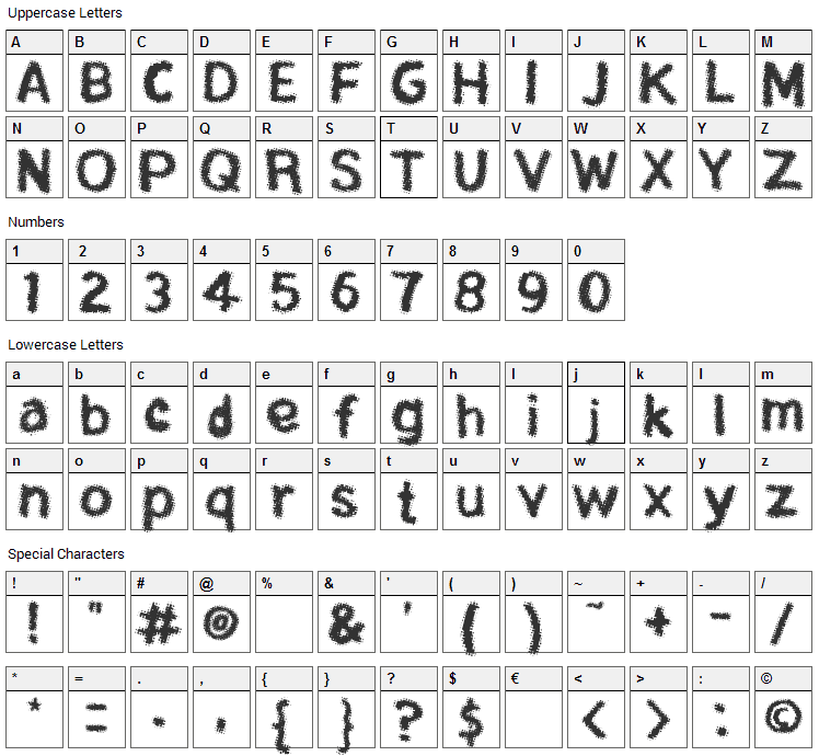 Rita Font Character Map