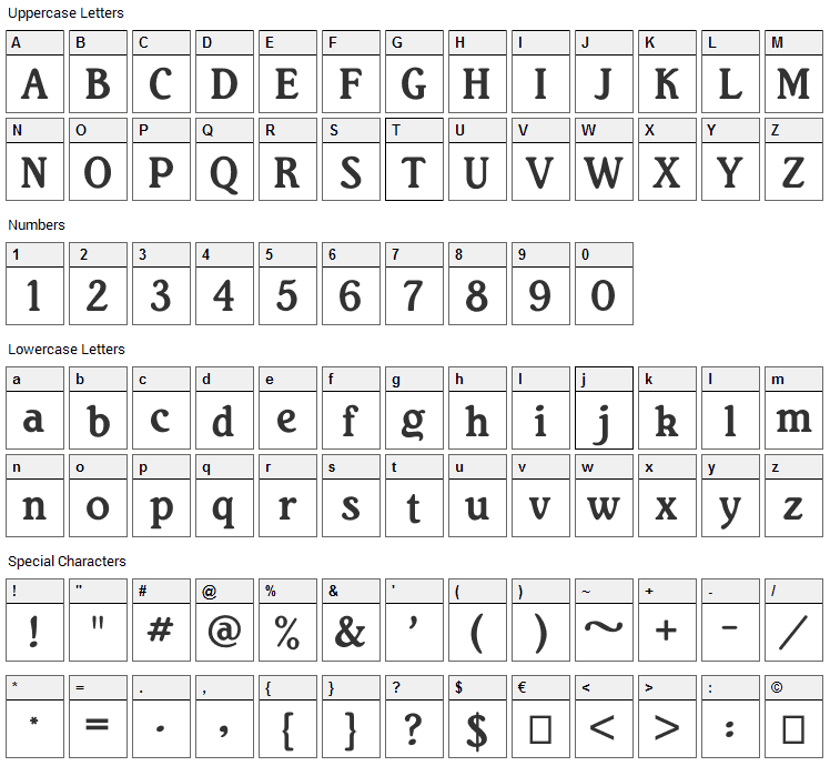 Rita Smith Font Character Map