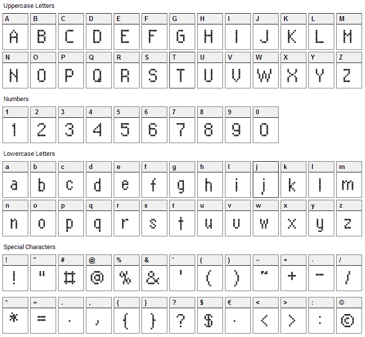 Rittswood Plaza Font Character Map