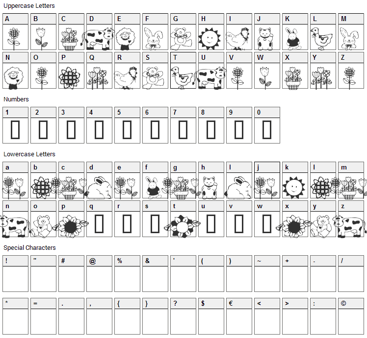 RM Country Font Character Map